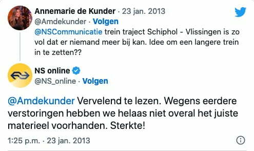 Tweet van NS