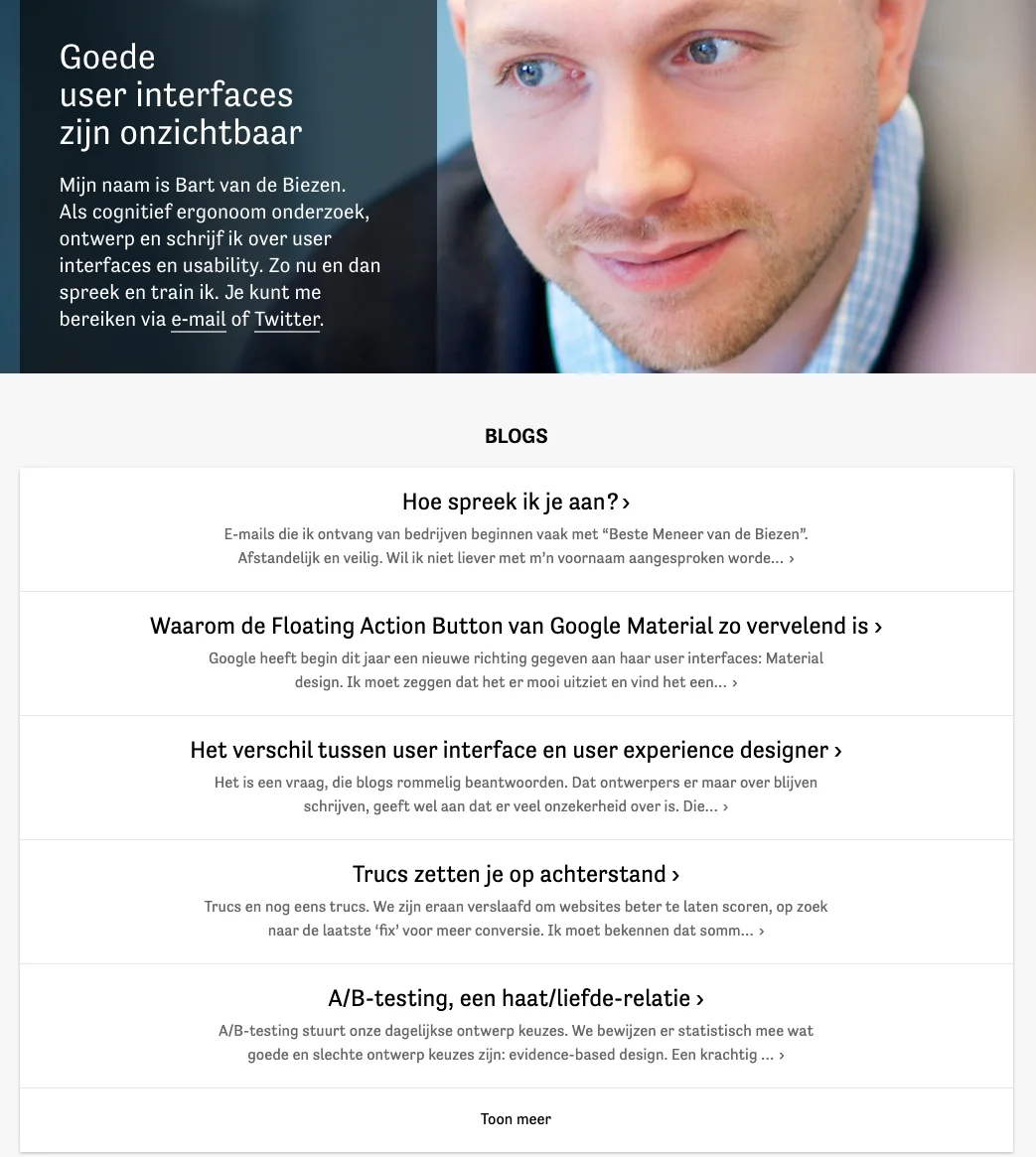 homepage cognitief ergonoom Bart van de Biezen