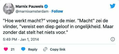 Tweet Marnix Pauwels