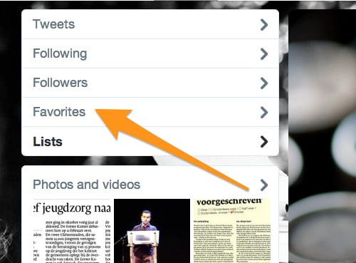 Je lijst met favorieten staat op je Twitter homepage