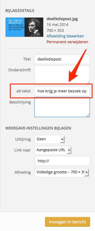alt tag van plaatje invullen