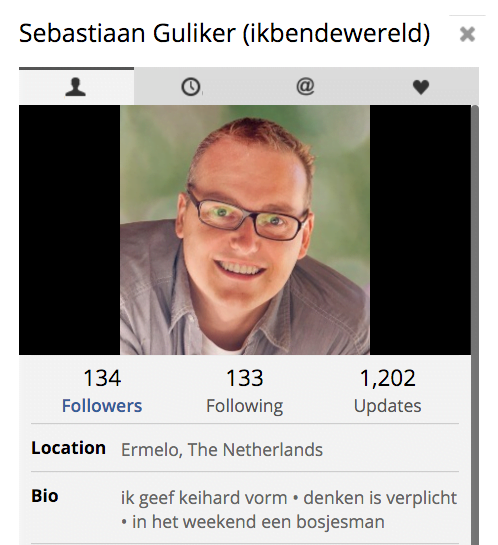 Twitterbio van Sebastiaan Guliker