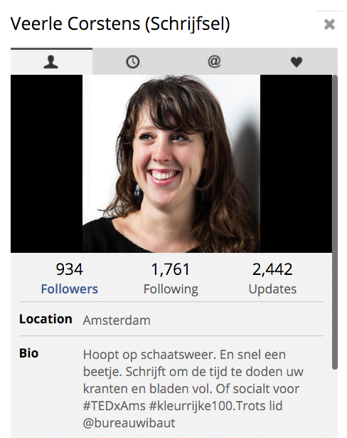 Kritiek Twitterbio Veerle Corstens