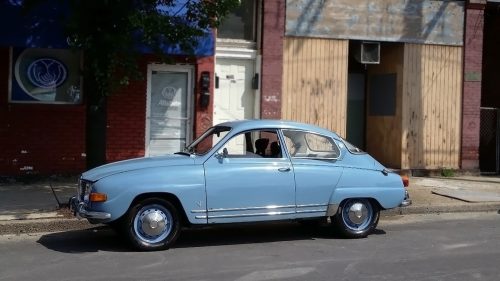 Oldtimer Saab 96, bij blog over hoe je een mannengesprek schrijft