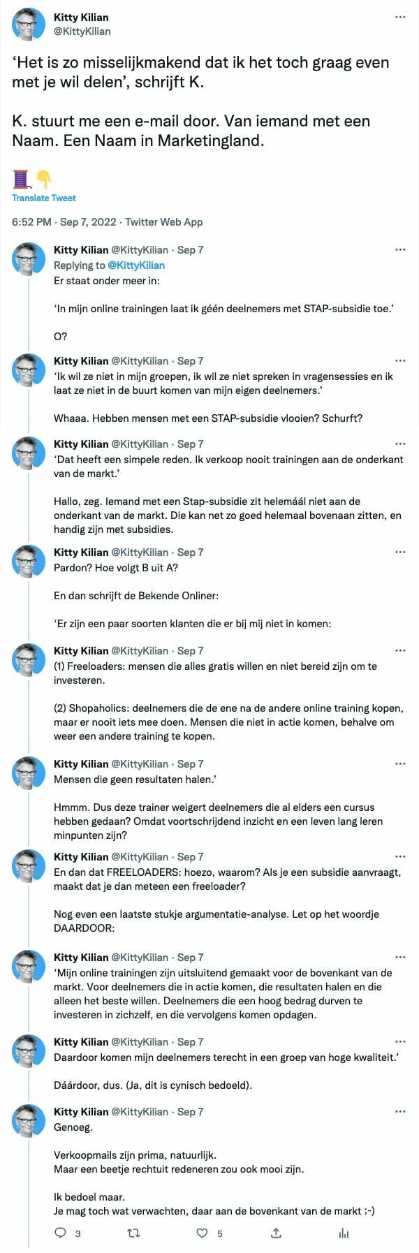 twitterdraad over marketing van AartJan van Erkel