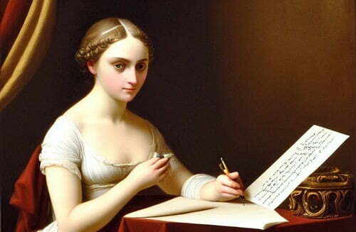 picture of woman writing generated by ai